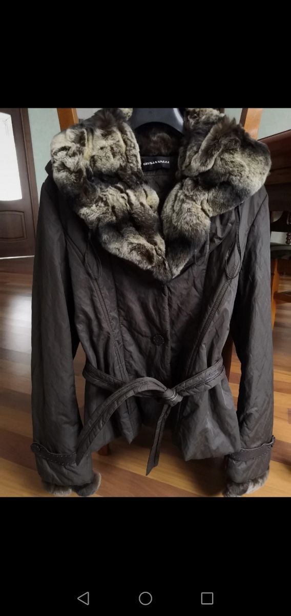 Giubbino donna marrone collo pelo rex rabbit tagli