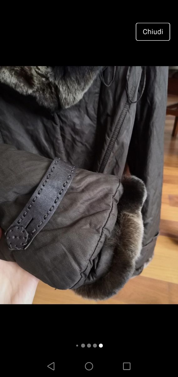 Giubbino donna marrone collo pelo rex rabbit tagli