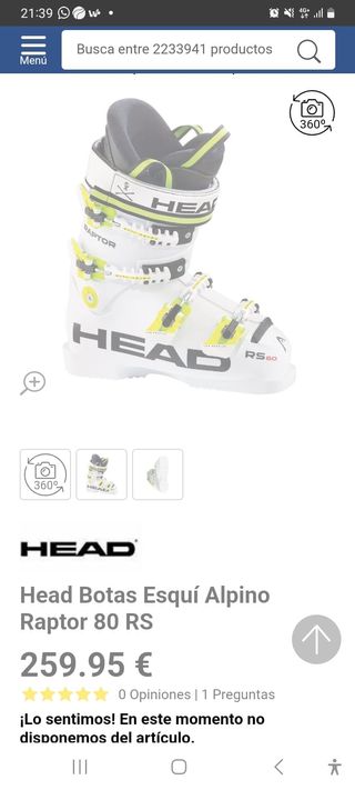 Bota head raptor RS 80