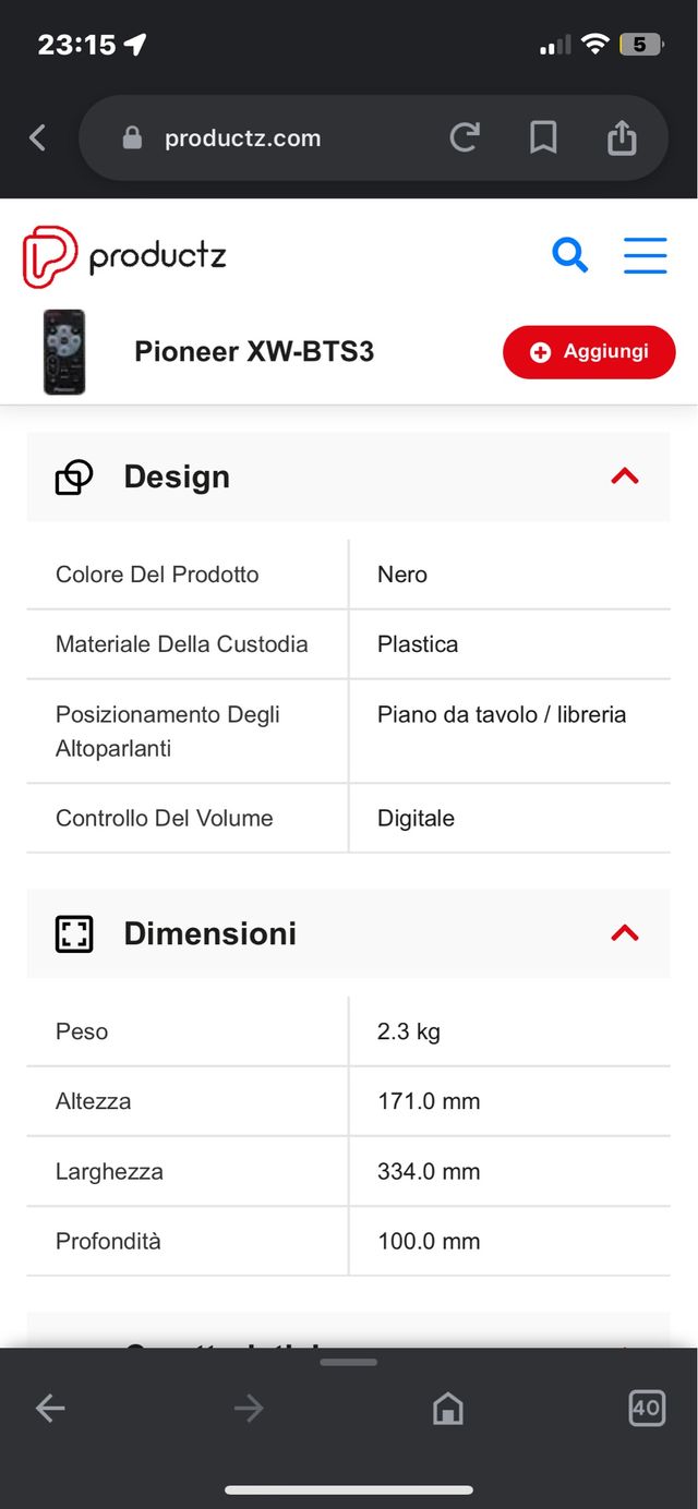 Cassa wireless Bluetooth Pioneer XW-BTS3-W