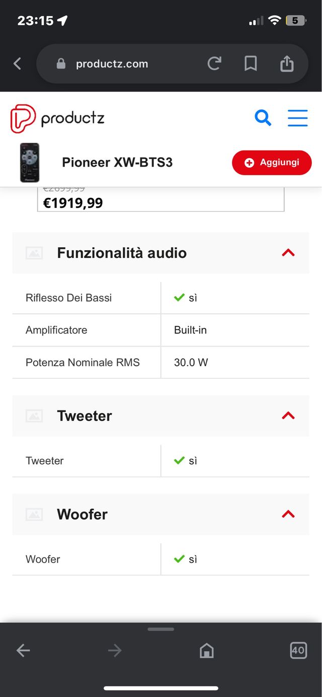 Cassa wireless Bluetooth Pioneer XW-BTS3-W