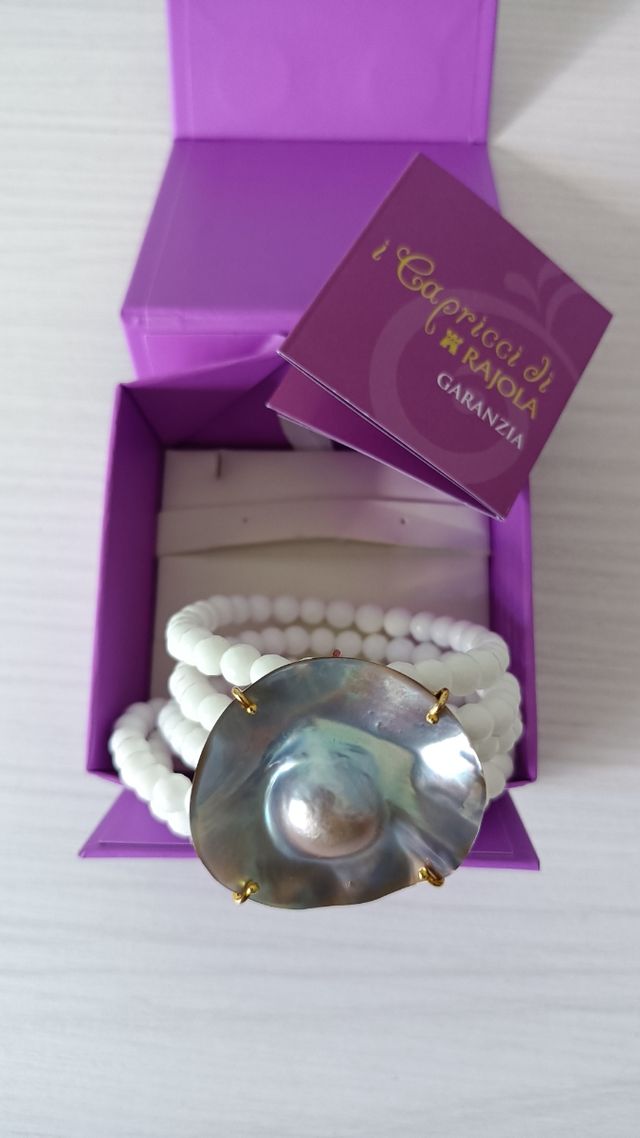 Bracciale Rajola con  perle bianche e madreperla