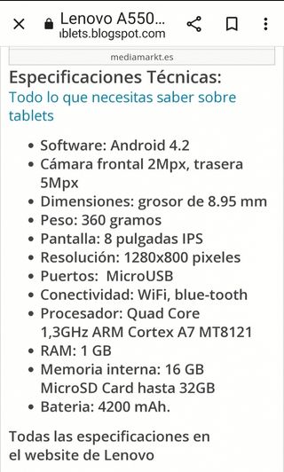 Tablet LENOVO A5500-F