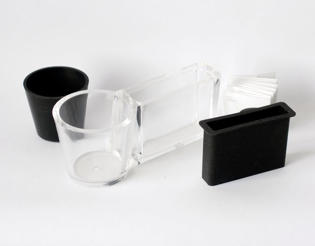 Portalápices vintage de acrílico y goma, Philippi