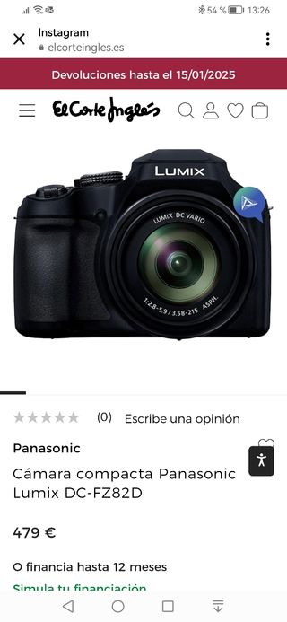 Panasonic Lumix FZ82  ( 20mm a 1200 mm)Con WIFI