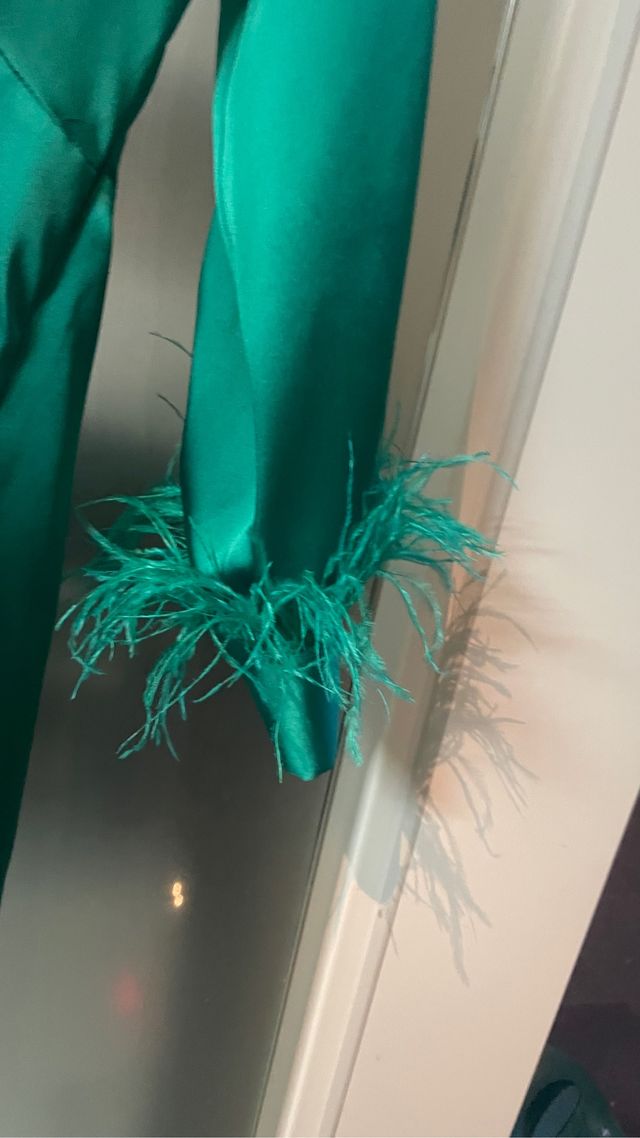 Vestido nuevo Zara verde plumas