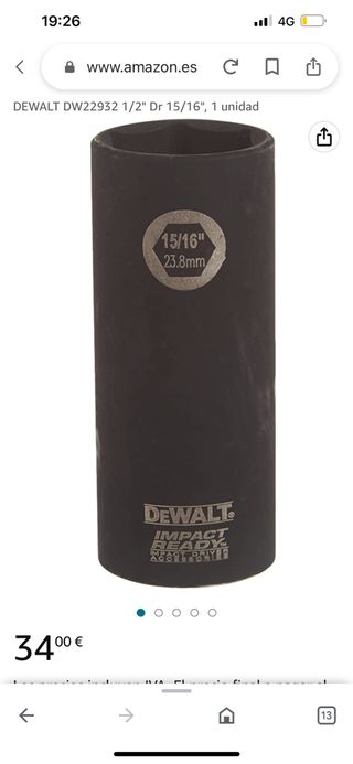 DEWALT DW22932 1/2" Dr 15/16"