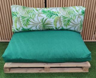 Conjunto cojín palet. Modelo hoja verde