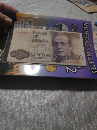Billete de 5.000 Puestas.de Juan Carlos I Rey de E