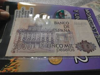 Billete de 5.000 Puestas.de Juan Carlos I Rey de E