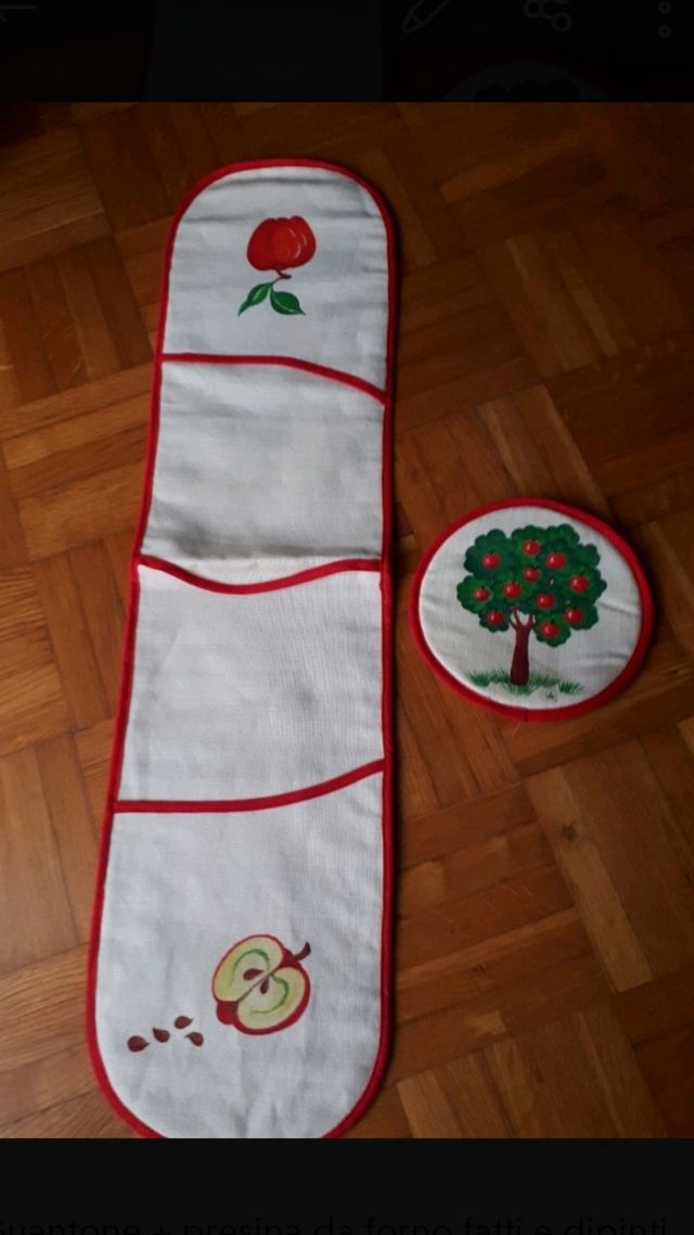 guantone+presina da forno dipinto a mano.  Nuovo