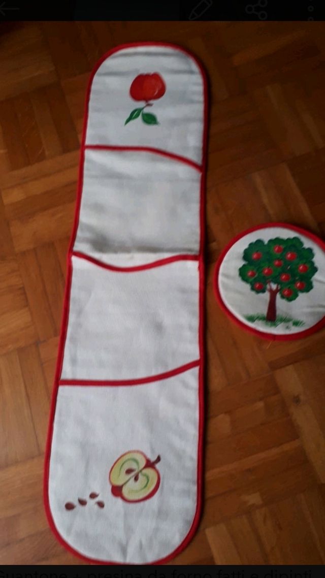 guantone+presina da forno dipinto a mano.  Nuovo