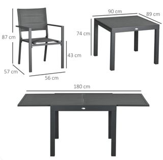 Comedor exterior 7 piezas gris NUEVO