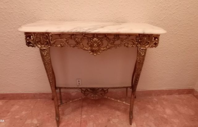 ANTIGUO RECIBIDOR CONSOLA BRONCE / MÁRMOL MACIZO.