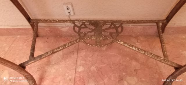 ANTIGUO RECIBIDOR CONSOLA BRONCE / MÁRMOL MACIZO.