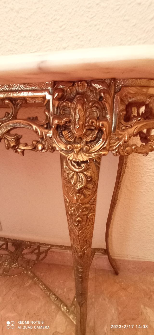 ANTIGUO RECIBIDOR CONSOLA BRONCE / MÁRMOL MACIZO.