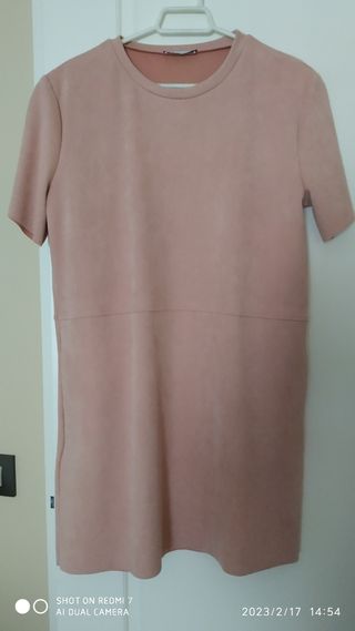 Vestido Zara rosa palo antelina
