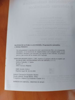 libro matemáticas para la economía
