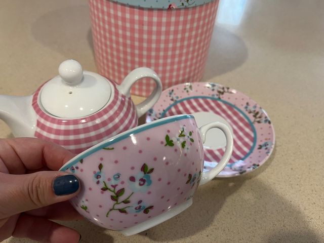 Tetera taza plato ceramica alemana nuevo en caja