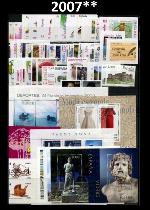 NUOVI FRANCOBOLLI SPAGNOLI NON FISSI PER L'INTERO ANNO 2007