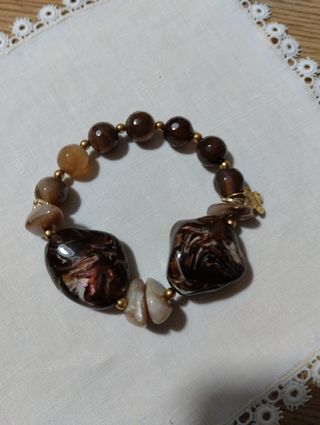 Bracciale con agata marrone e beige Masmas