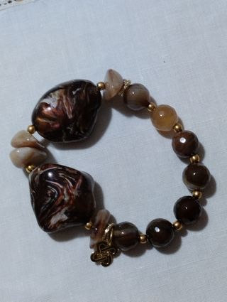 Bracciale con agata marrone e beige Masmas