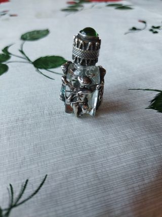 perfumero franses Antiguo cupidon cristal y plata