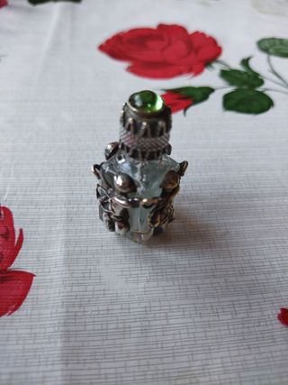 perfumero franses Antiguo cupidon cristal y plata