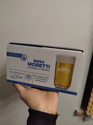 2 Bicchieri Birra moretti filtrata A Freddo 0.2 cl