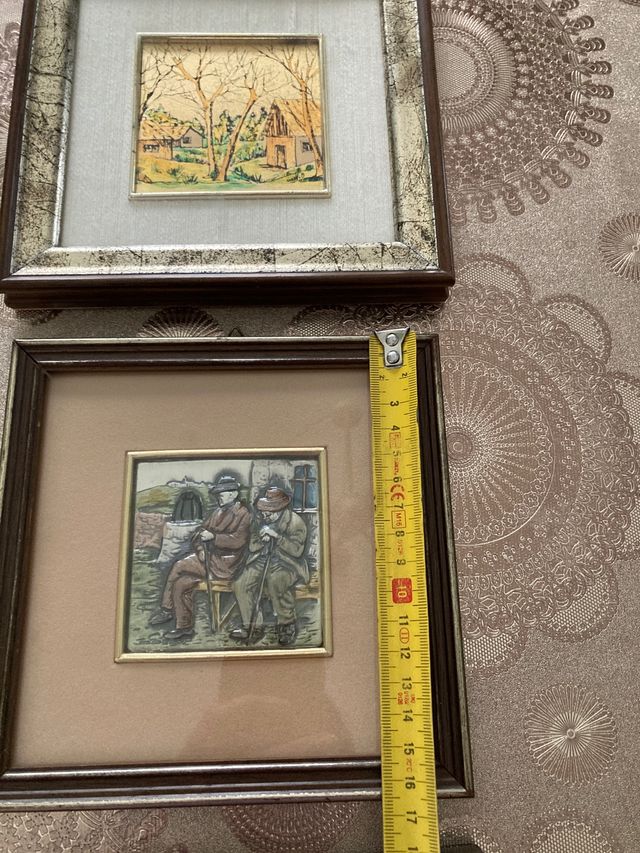 3 quadretti vintage ,1 foglia oro e due in argento