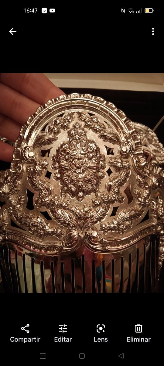 Peineta plata Valenciana