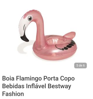 Bóia Porta Copo Flamingo Rosa Nova