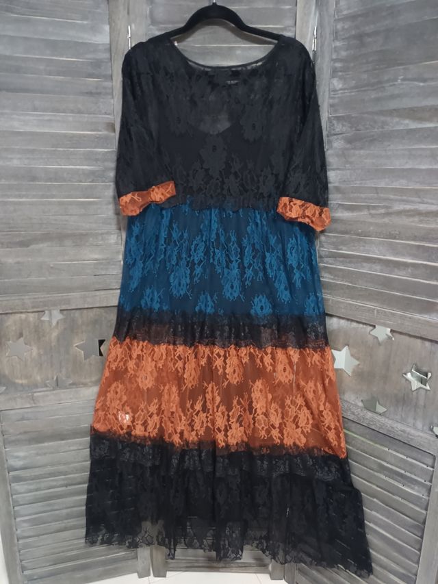 Vestido encaje 🕶 volantes multicolor 🕶 talla U