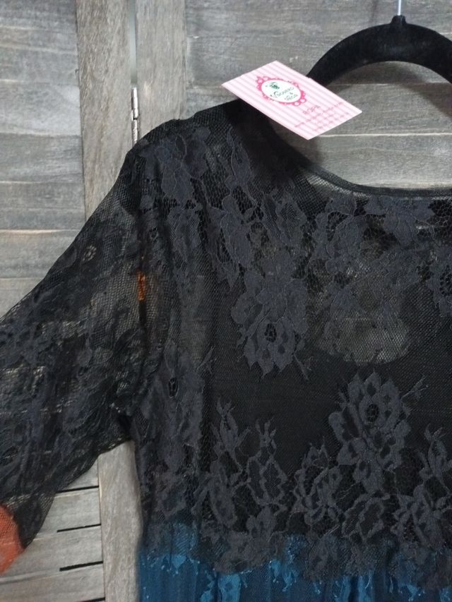 Vestido encaje 🕶 volantes multicolor 🕶 talla U