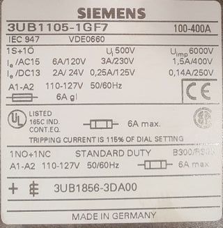 Relè di sovraccarico Siemens 3UB1105-1GF7 100÷400A