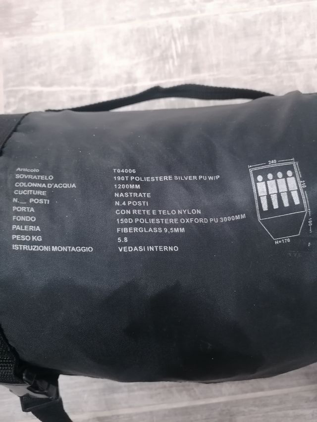 tenda campeggio igloo alta, 4 posti