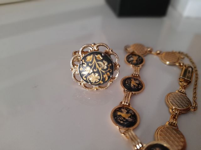 Anillo y pulsera damasquino oro
