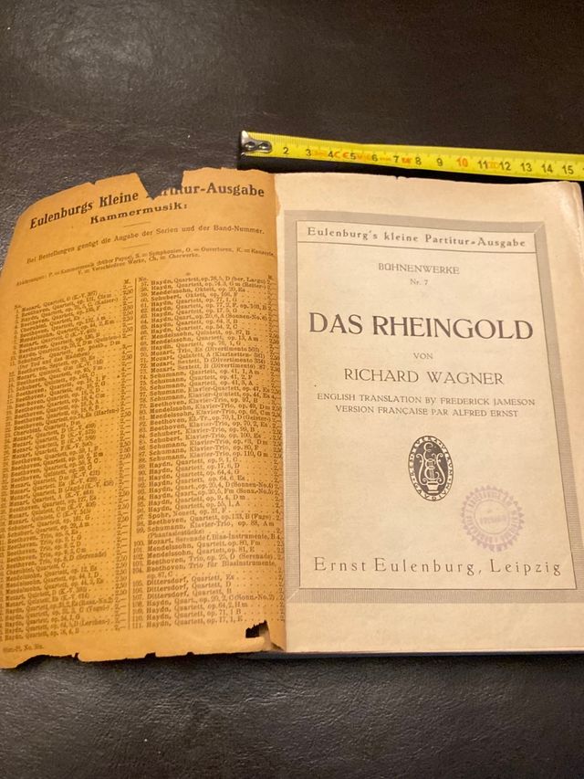 WAGNER, Das Rheingold, Partirtura El oro del Rin,