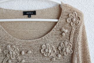 Jersey vintage marrón con bordados 