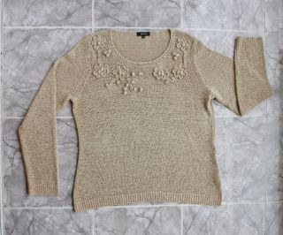 Jersey vintage marrón con bordados 