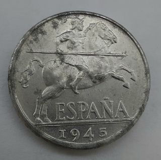 MONEDA 10 CÉNTIMOS 1945 JINETE IBÉRICO SC
