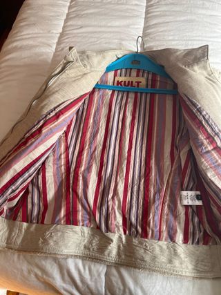 Cazadora piel auténtica beige