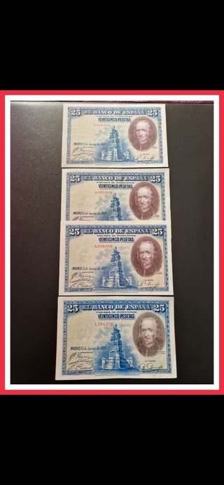 Lote 4 Billetes 25 pesetas 1928