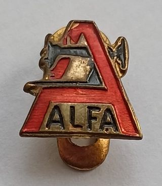 Antiguo Pin Solapa Alfa Máquinas de Coser Rojo