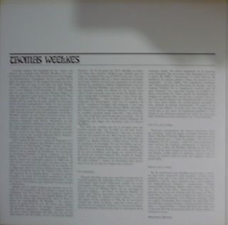 Thomas Weelkes - Musique Profane - Musique Sacrée