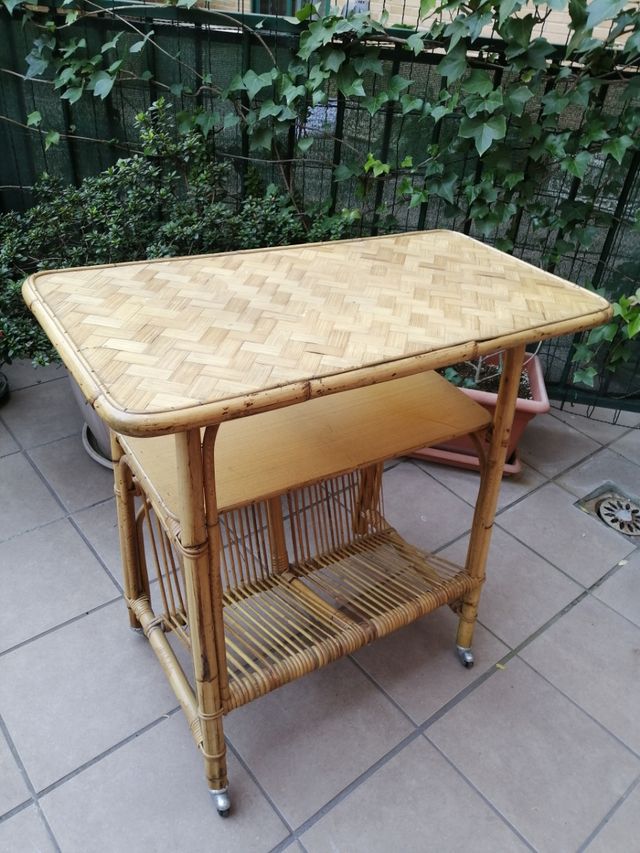 Mesa auxiliar Bambú ratan