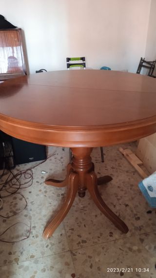 Mesa redonda extensible madera 1 metro de diámetro