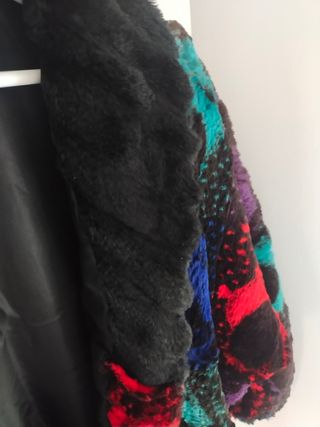 Abrigo de piel natural de conejo. Años 70'.