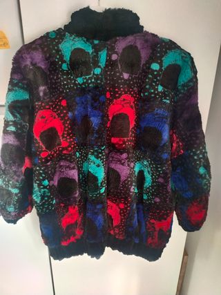 Abrigo de piel natural de conejo. Años 70'.