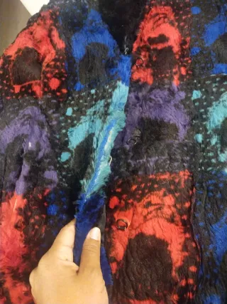 Abrigo de piel natural de conejo. Años 70'.